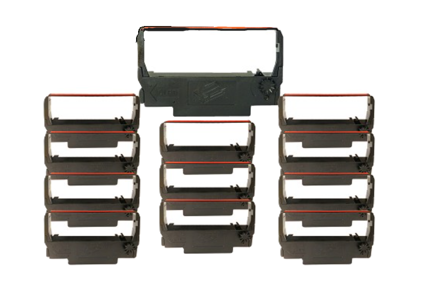 Black/Red Ink Ribbon Replacement for Epson ERC 30 34 38 (12 per box)